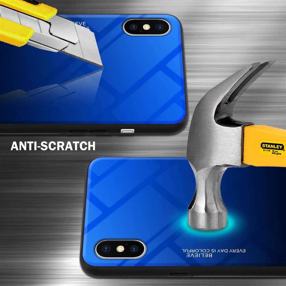 Cadorabo Hülle für Apple iPhone X / XS Schutz Hülle in Schwarz Handyhülle TPU Etui Cover Case Tempered Glas