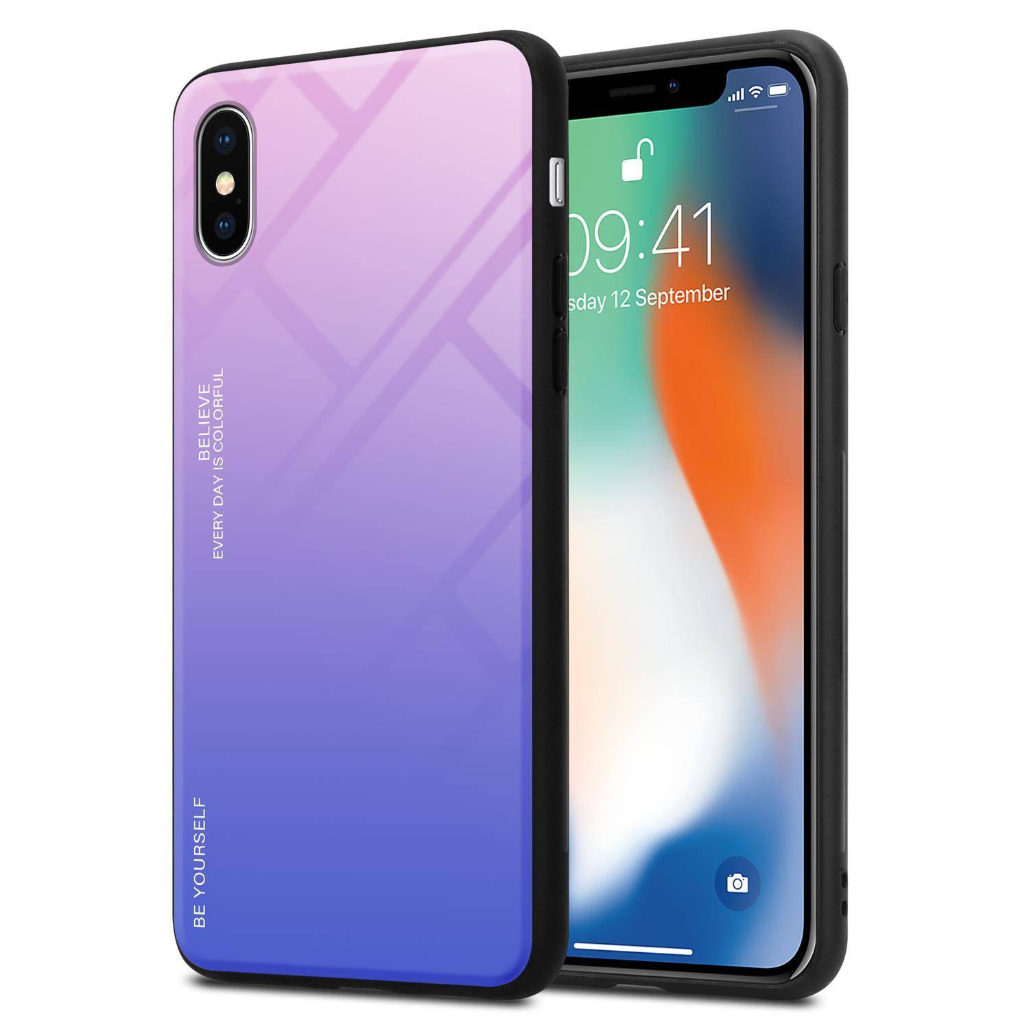 Cadorabo Hülle für Apple iPhone X / XS Schutz Hülle in Schwarz Handyhülle TPU Etui Cover Case Tempered Glas