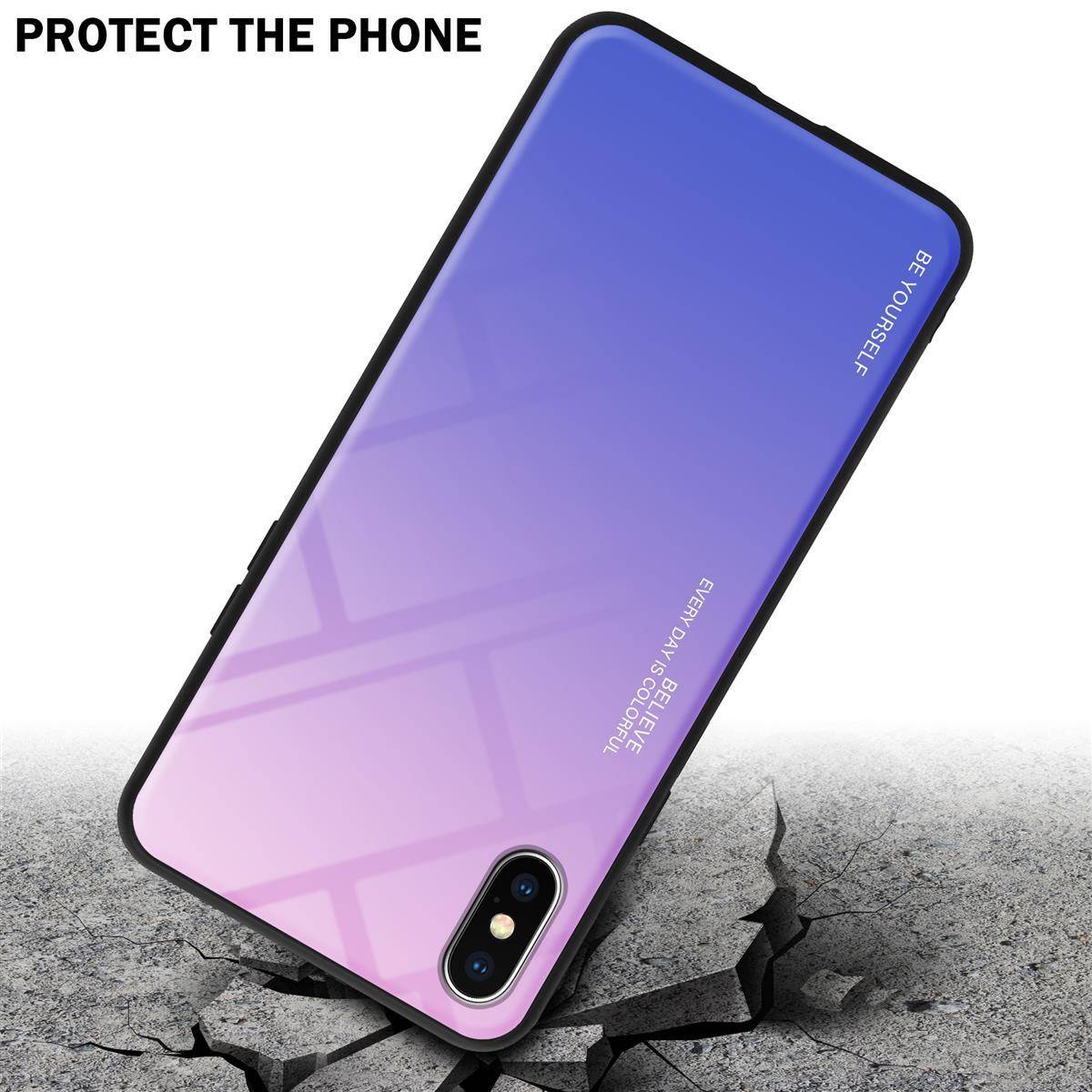 Cadorabo Hülle für Apple iPhone X / XS Schutz Hülle in Schwarz Handyhülle TPU Etui Cover Case Tempered Glas