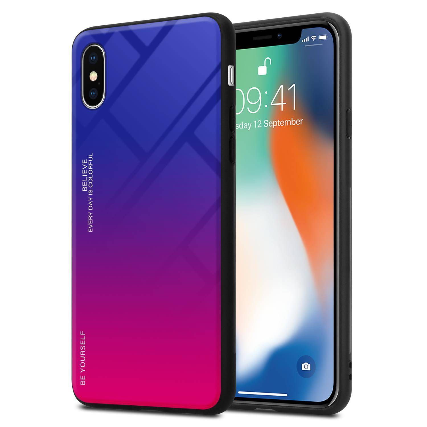 Cadorabo Hülle für Apple iPhone X / XS Schutz Hülle in Schwarz Handyhülle TPU Etui Cover Case Tempered Glas