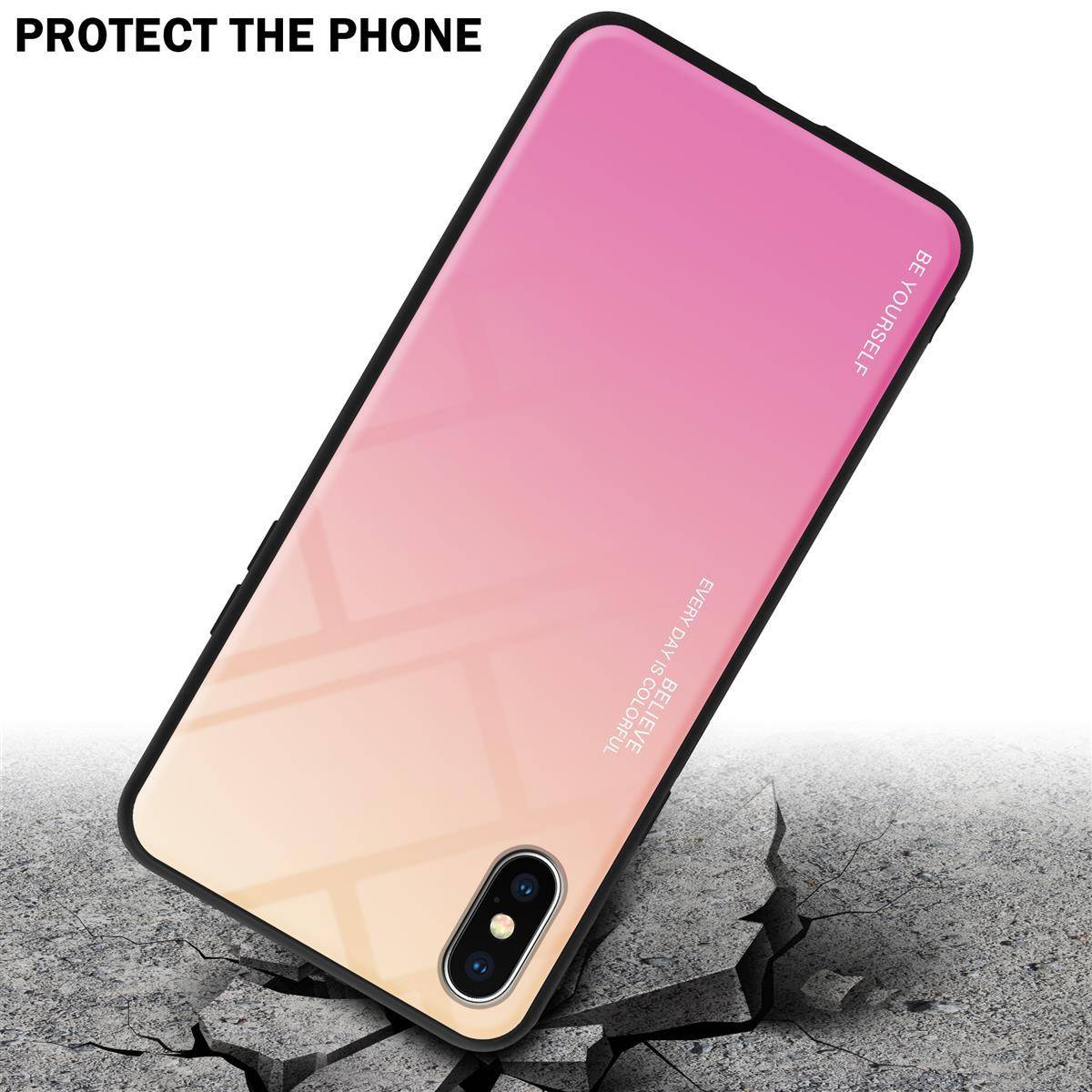 Cadorabo Hülle für Apple iPhone X / XS Schutz Hülle in Schwarz Handyhülle TPU Etui Cover Case Tempered Glas