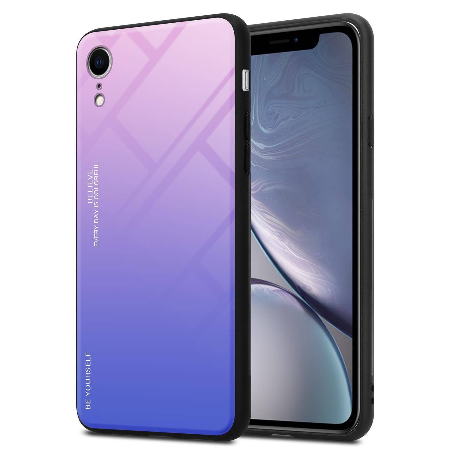 Cadorabo Hülle für Apple iPhone XR Schutz Hülle in Schwarz Handyhülle TPU Etui Cover Case Tempered Glas