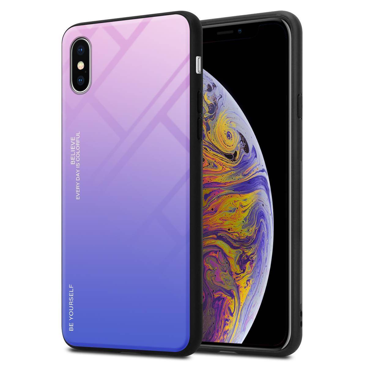 Cadorabo Hülle für Apple iPhone XS MAX Schutz Hülle in Schwarz Handyhülle TPU Etui Cover Case Tempered Glas