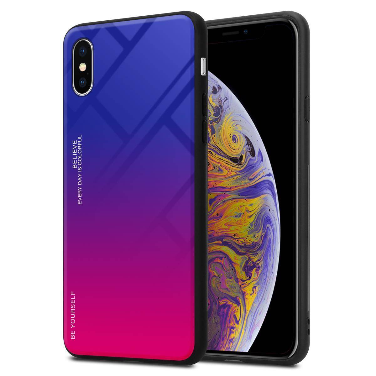 Cadorabo Hülle für Apple iPhone XS MAX Schutz Hülle in Schwarz Handyhülle TPU Etui Cover Case Tempered Glas