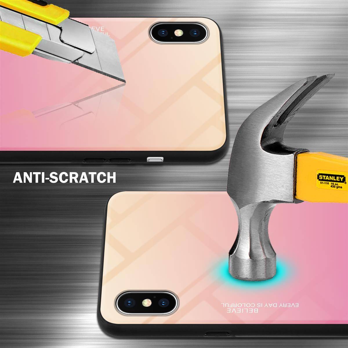 Cadorabo Hülle für Apple iPhone XS MAX Schutz Hülle in Schwarz Handyhülle TPU Etui Cover Case Tempered Glas