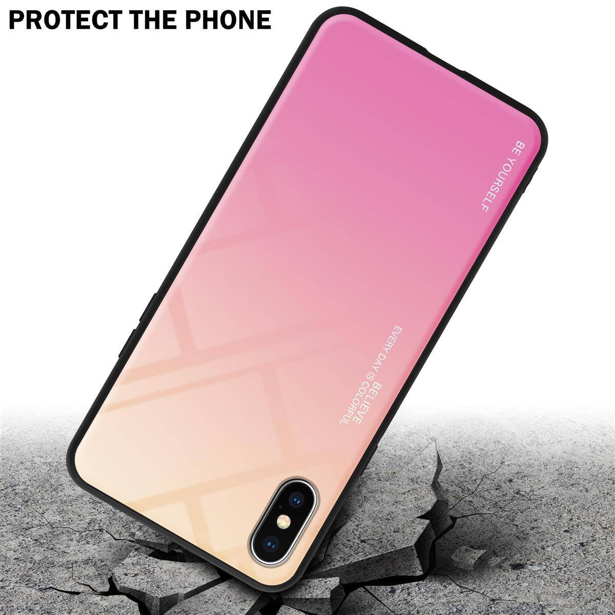 Cadorabo Hülle für Apple iPhone XS MAX Schutz Hülle in Schwarz Handyhülle TPU Etui Cover Case Tempered Glas