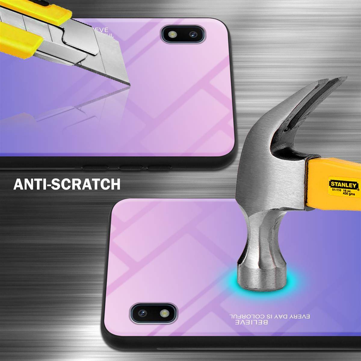 Cadorabo Hülle für Samsung Galaxy A10 / M10 Schutz Hülle in Schwarz Handyhülle TPU Etui Cover Case Tempered Glas
