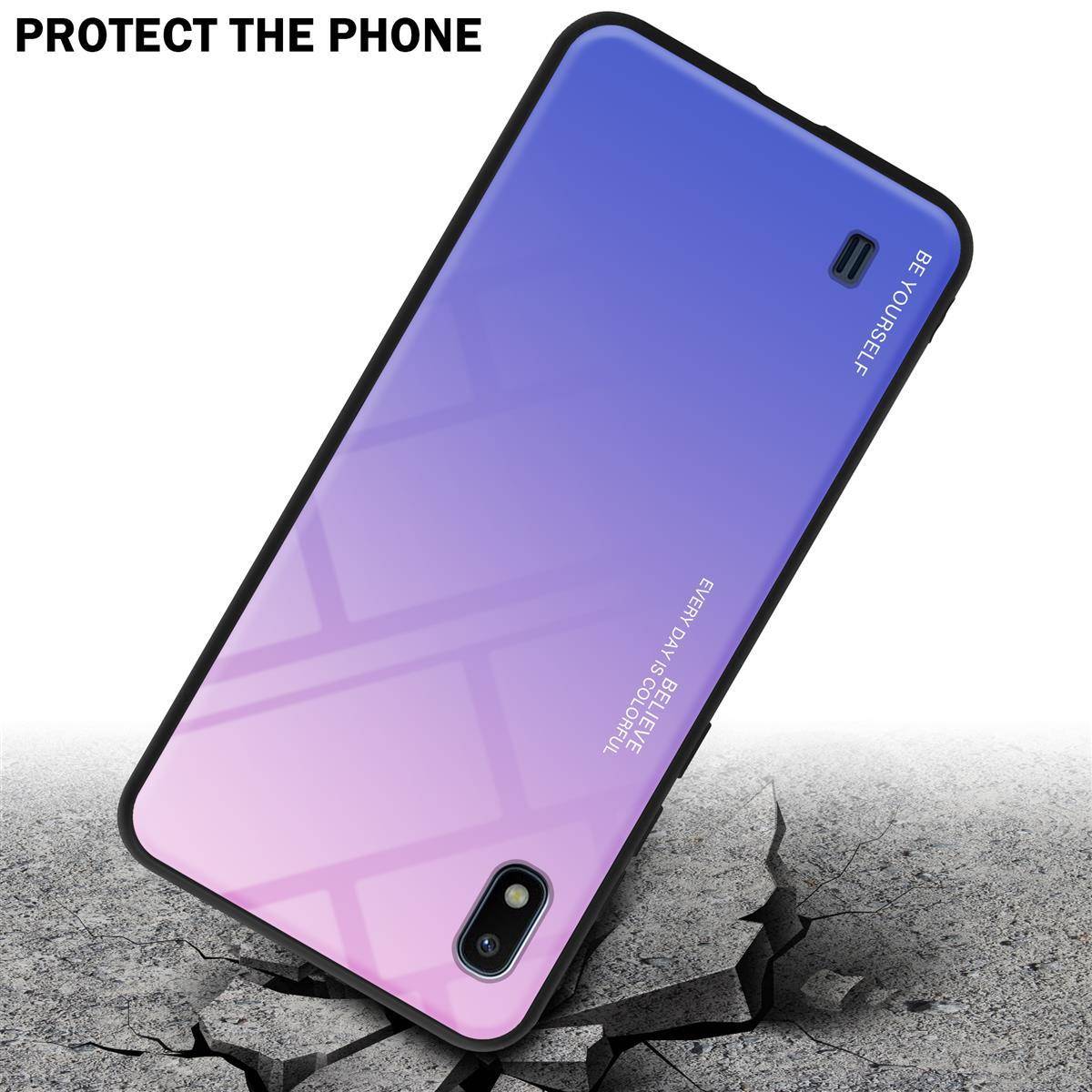 Cadorabo Hülle für Samsung Galaxy A10 / M10 Schutz Hülle in Schwarz Handyhülle TPU Etui Cover Case Tempered Glas