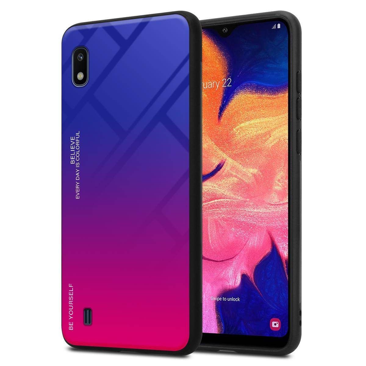 Cadorabo Hülle für Samsung Galaxy A10 / M10 Schutz Hülle in Schwarz Handyhülle TPU Etui Cover Case Tempered Glas