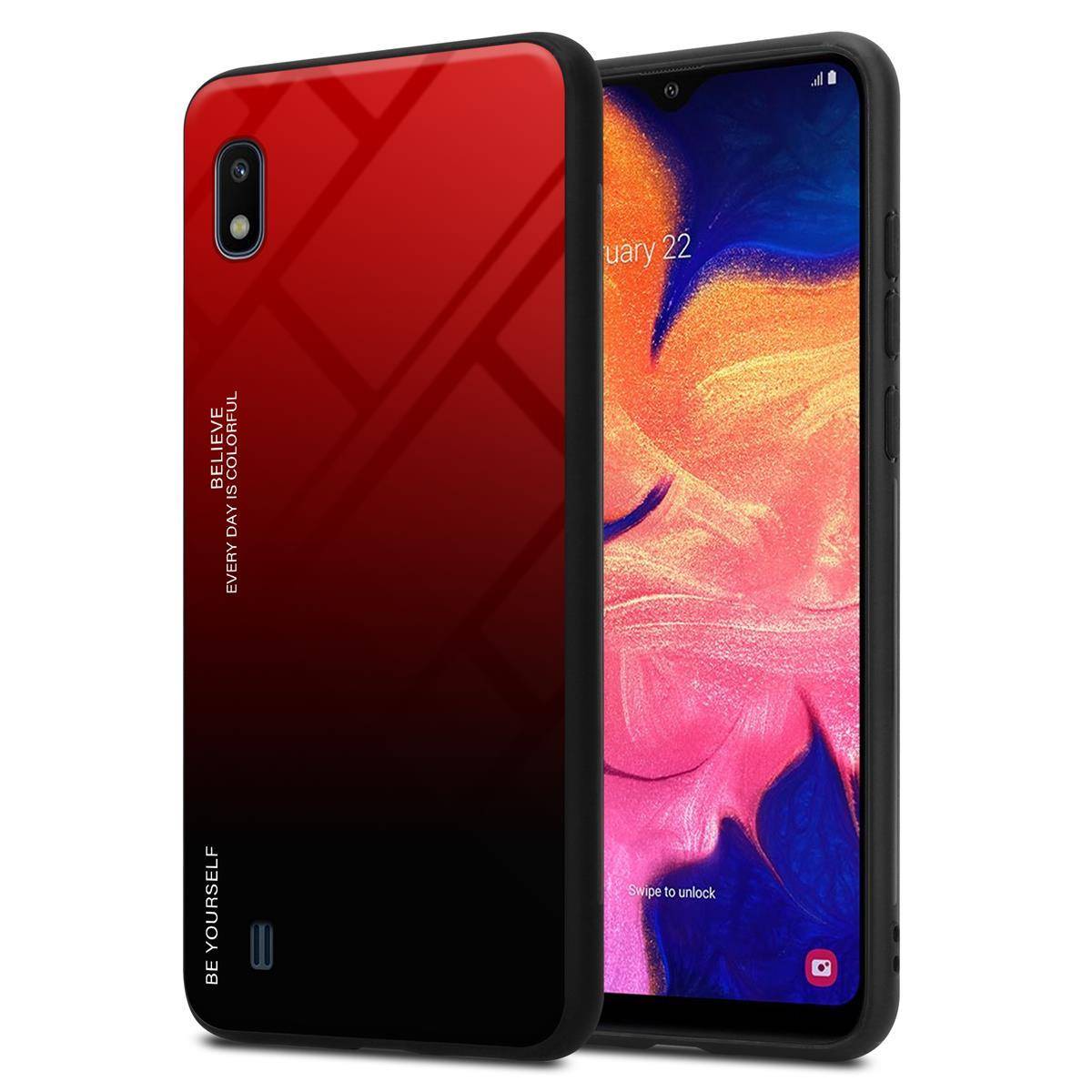 Cadorabo Hülle für Samsung Galaxy A10 / M10 Schutz Hülle in Schwarz Handyhülle TPU Etui Cover Case Tempered Glas