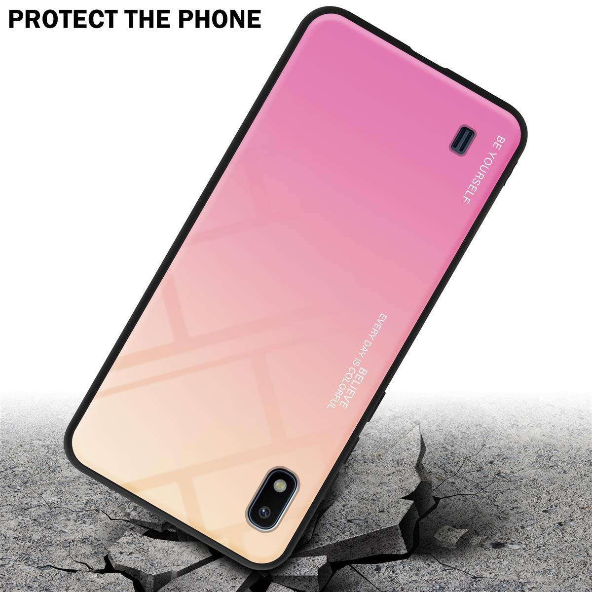 Cadorabo Hülle für Samsung Galaxy A10 / M10 Schutz Hülle in Schwarz Handyhülle TPU Etui Cover Case Tempered Glas