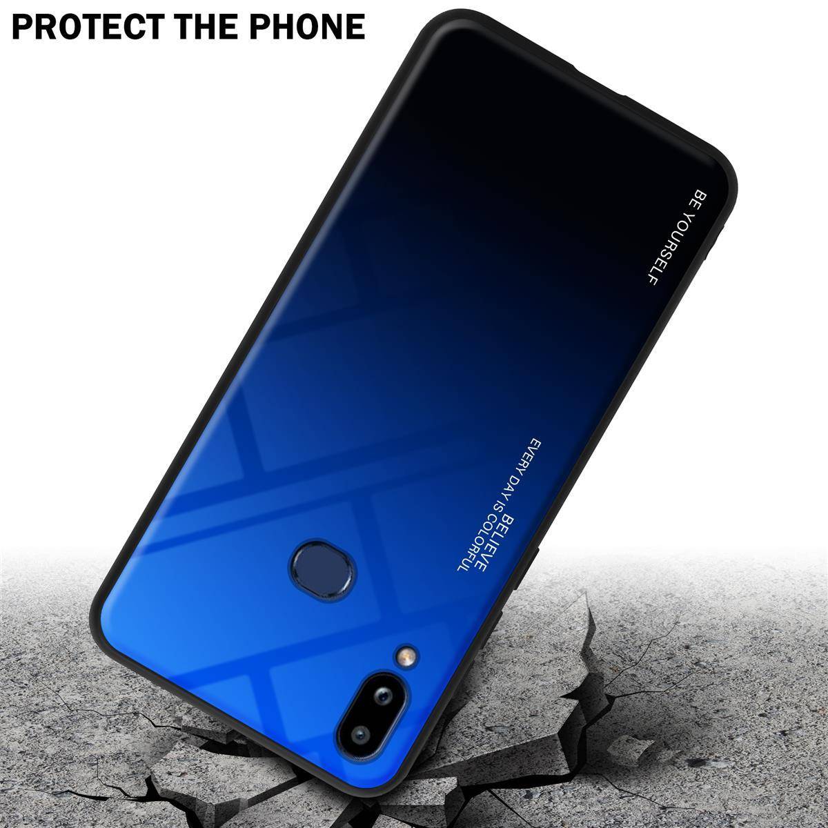 Cadorabo Hülle für Samsung Galaxy A10s / M01s Schutz Hülle in Schwarz Handyhülle TPU Etui Cover Case Tempered Glas