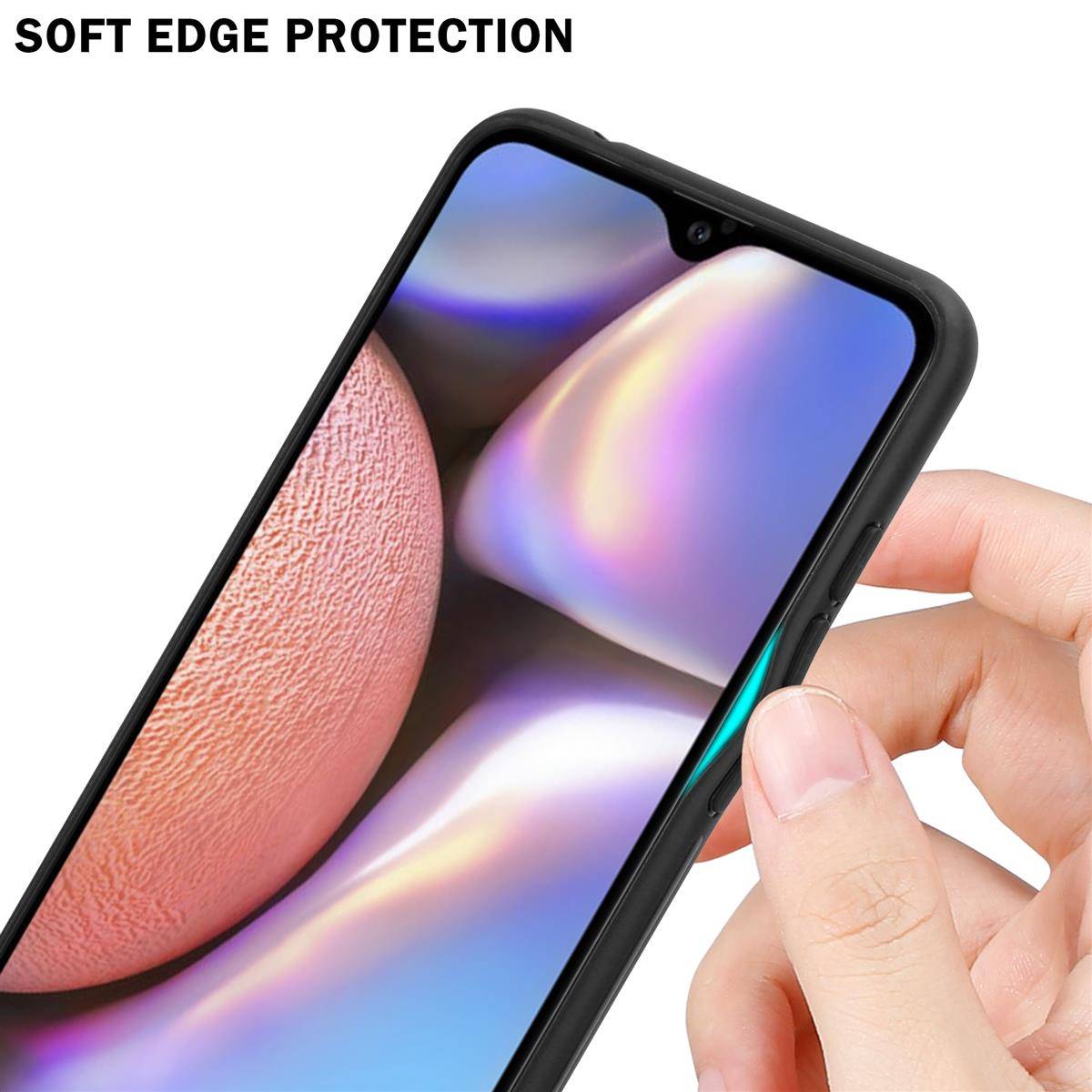 Cadorabo Hülle für Samsung Galaxy A10s / M01s Schutz Hülle in Schwarz Handyhülle TPU Etui Cover Case Tempered Glas