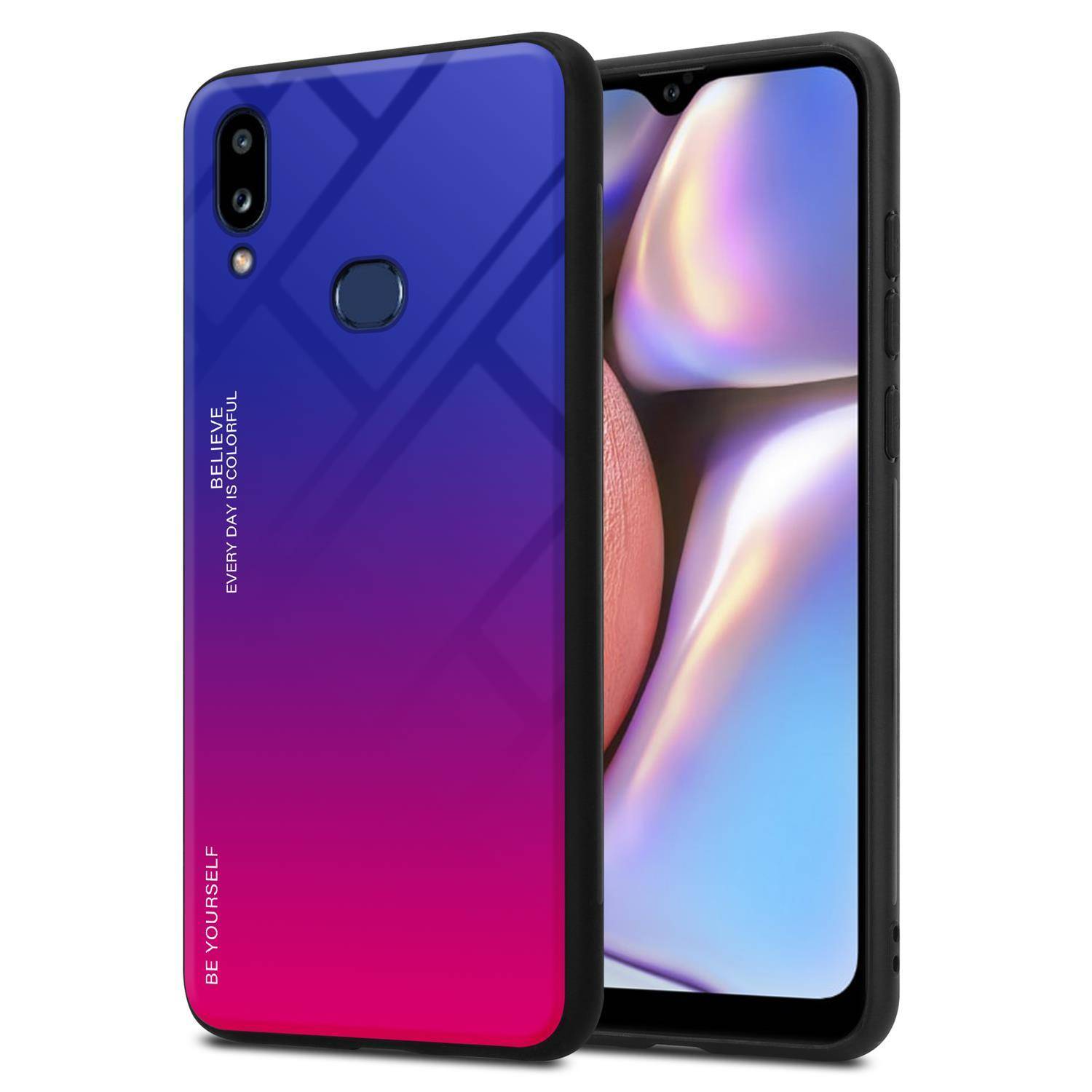 Cadorabo Hülle für Samsung Galaxy A10s / M01s Schutz Hülle in Schwarz Handyhülle TPU Etui Cover Case Tempered Glas