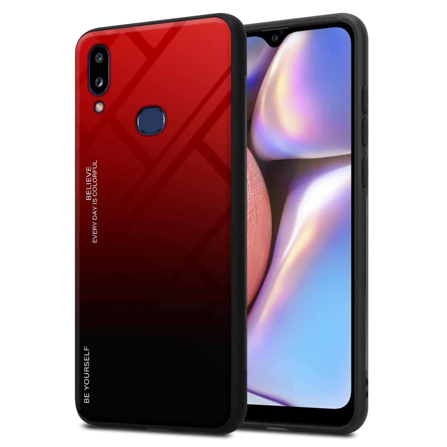 Cadorabo Hülle für Samsung Galaxy A10s / M01s Schutz Hülle in Schwarz Handyhülle TPU Etui Cover Case Tempered Glas