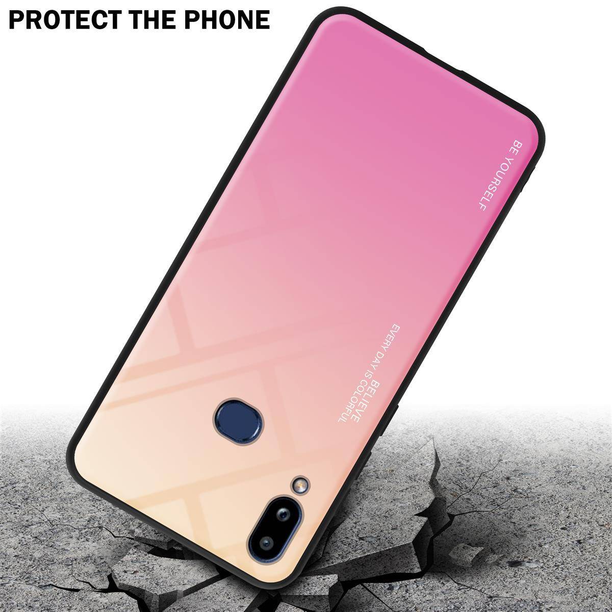 Cadorabo Hülle für Samsung Galaxy A10s / M01s Schutz Hülle in Schwarz Handyhülle TPU Etui Cover Case Tempered Glas
