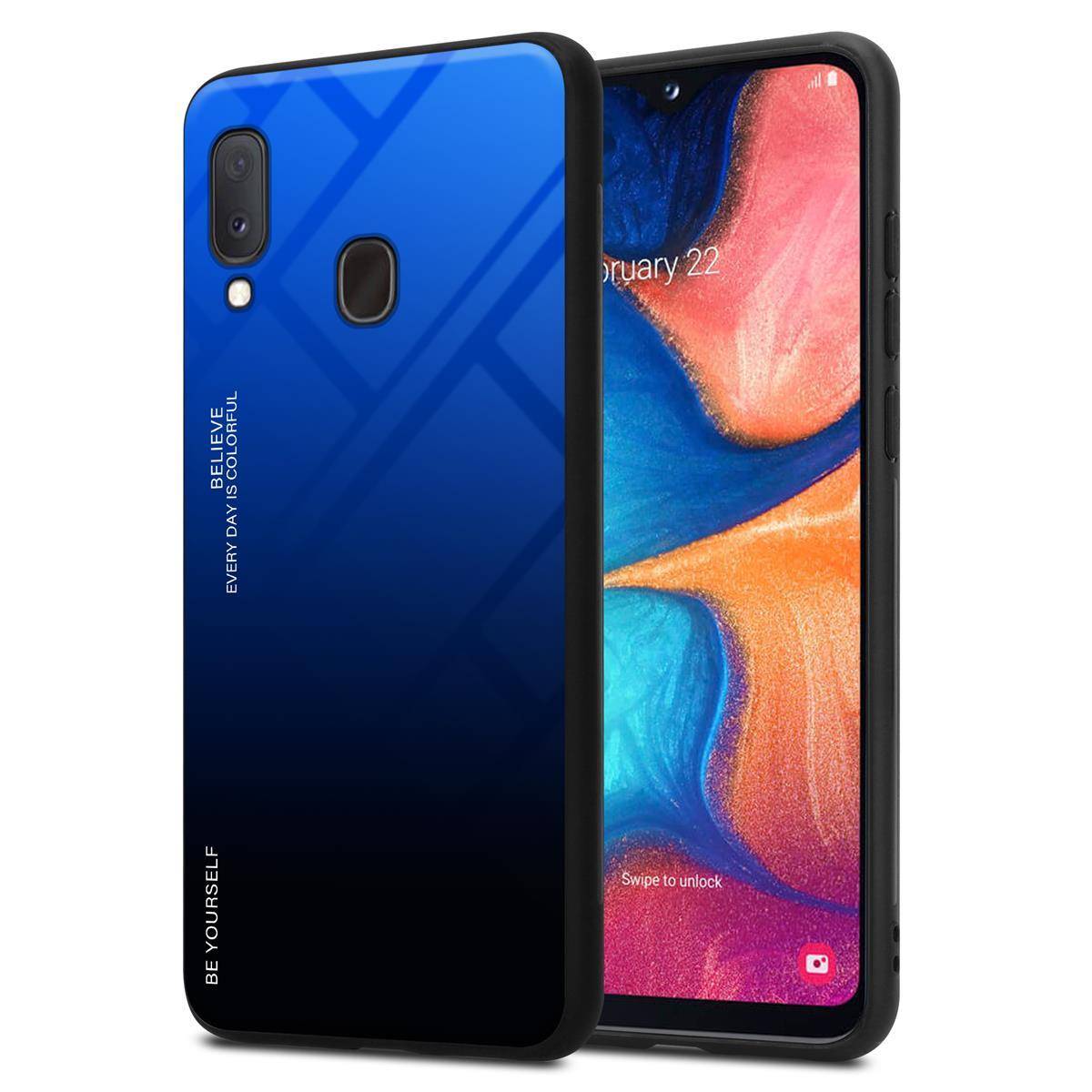Cadorabo Hülle für Samsung Galaxy A10e / A20e Schutz Hülle in Schwarz Handyhülle TPU Etui Cover Case Tempered Glas