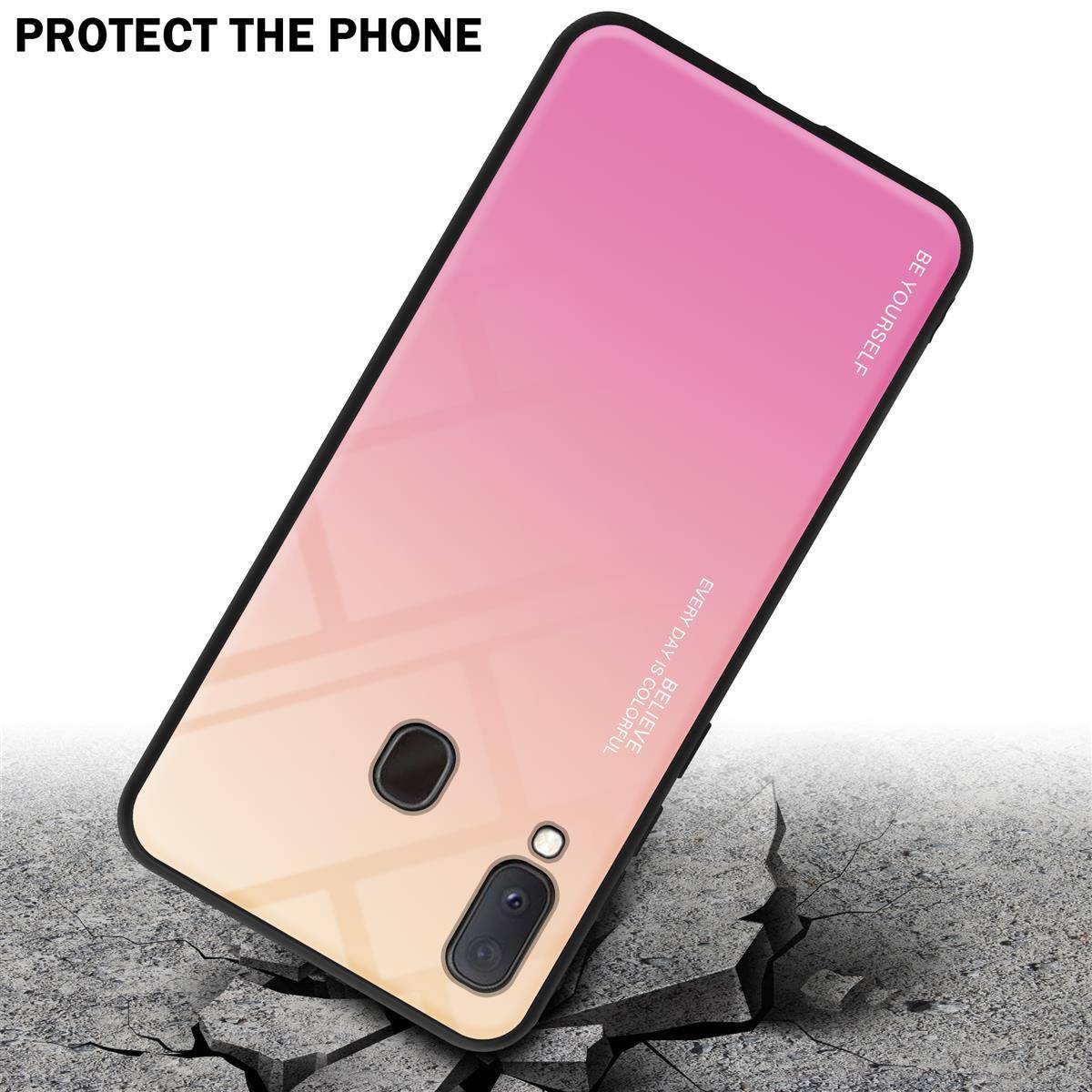 Cadorabo Hülle für Samsung Galaxy A10e / A20e Schutz Hülle in Schwarz Handyhülle TPU Etui Cover Case Tempered Glas