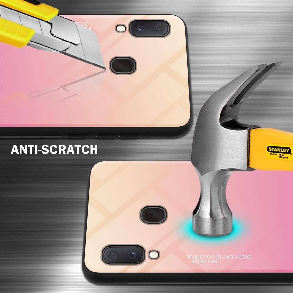 Cadorabo Hülle für Samsung Galaxy A10e / A20e Schutz Hülle in Schwarz Handyhülle TPU Etui Cover Case Tempered Glas