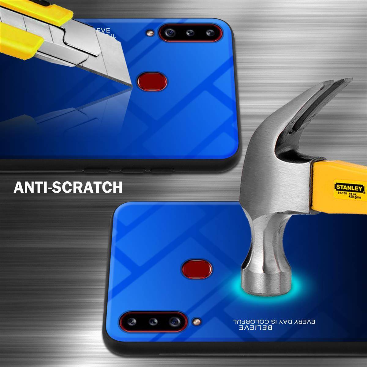 Cadorabo Hülle für Samsung Galaxy A20s Schutz Hülle in Schwarz Handyhülle TPU Etui Cover Case Tempered Glas