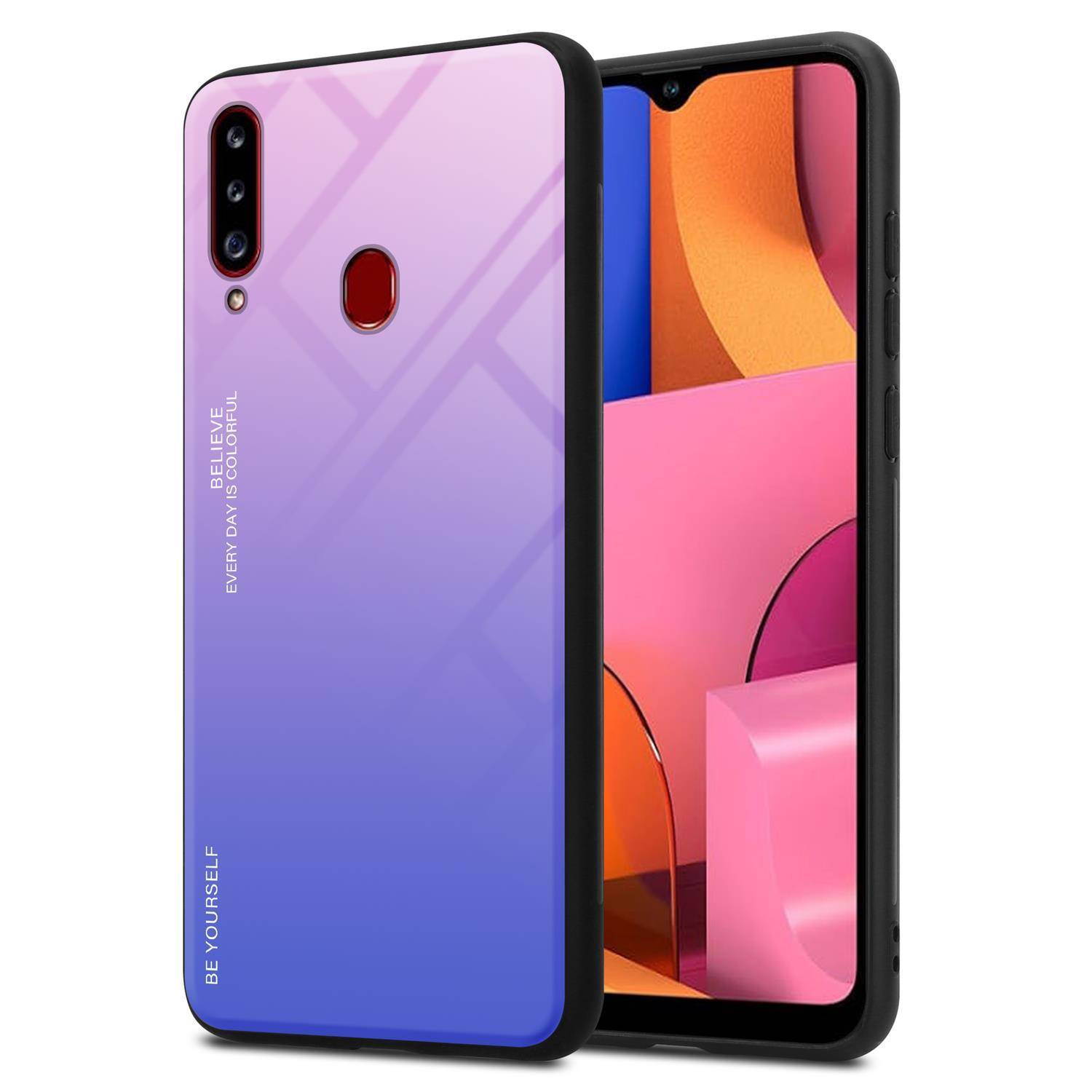 Cadorabo Hülle für Samsung Galaxy A20s Schutz Hülle in Schwarz Handyhülle TPU Etui Cover Case Tempered Glas