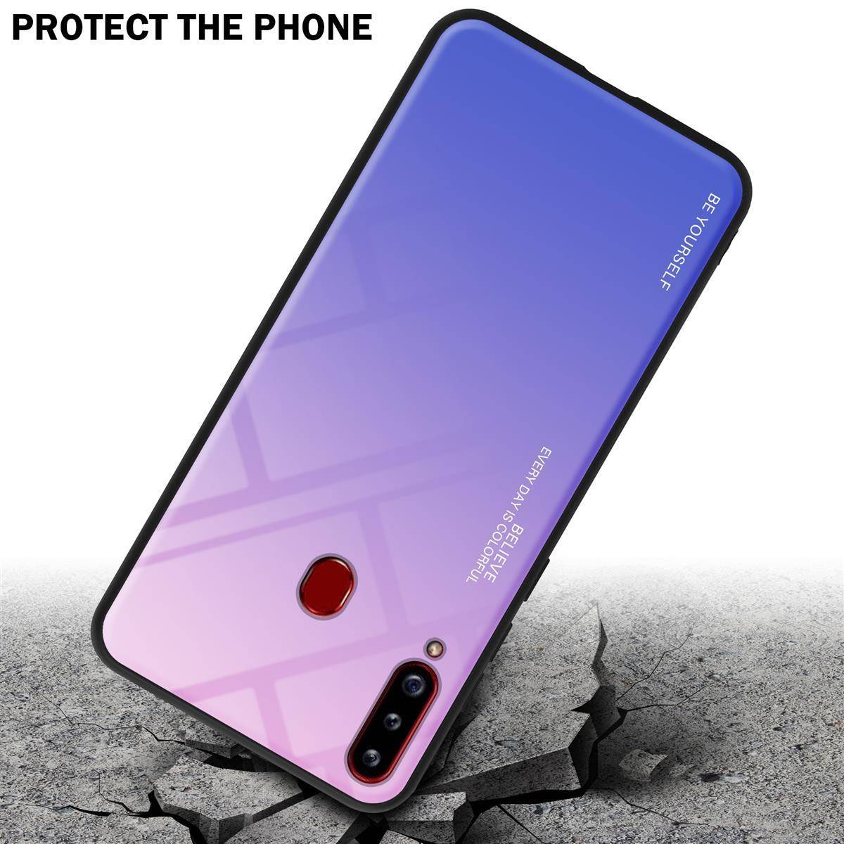 Cadorabo Hülle für Samsung Galaxy A20s Schutz Hülle in Schwarz Handyhülle TPU Etui Cover Case Tempered Glas