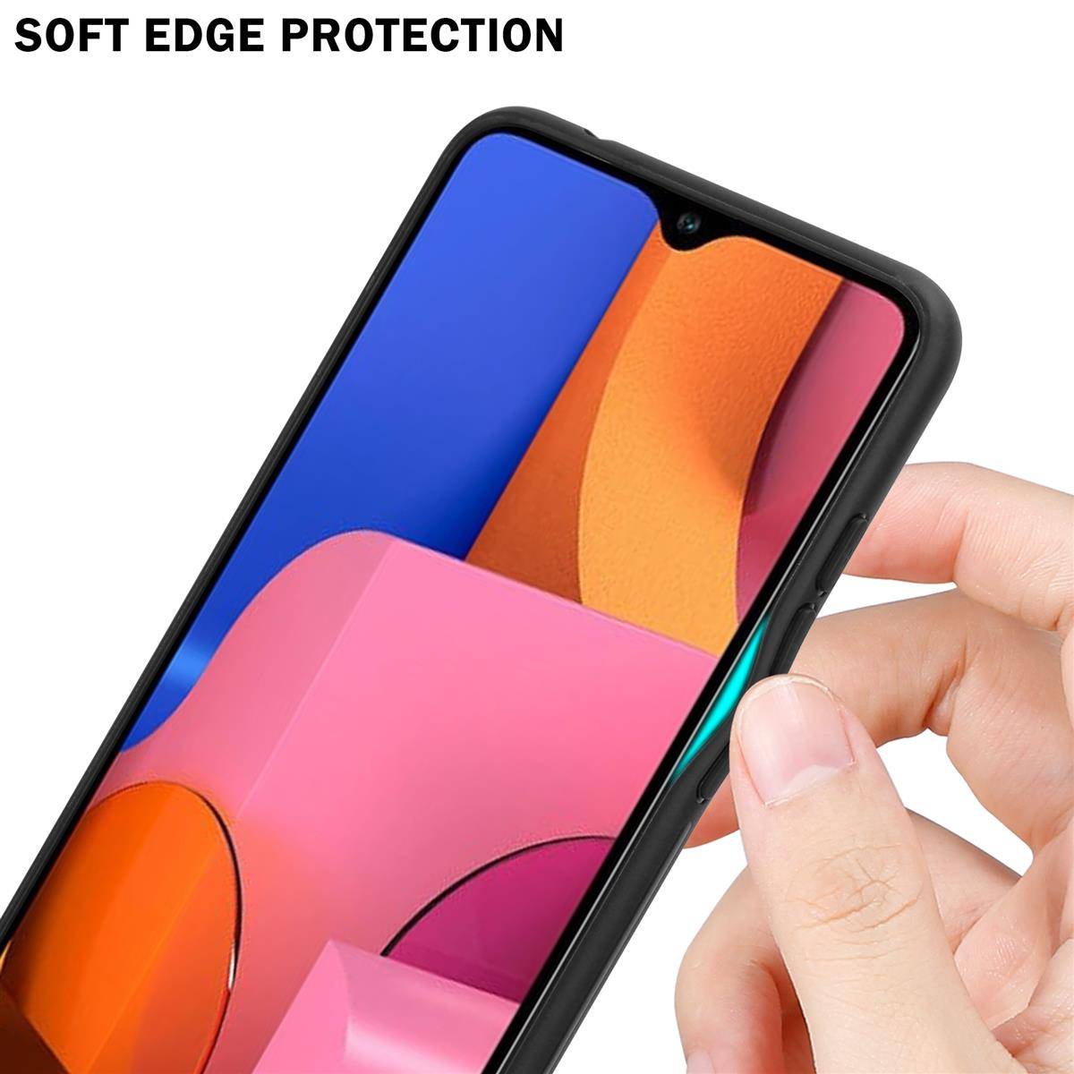 Cadorabo Hülle für Samsung Galaxy A20s Schutz Hülle in Schwarz Handyhülle TPU Etui Cover Case Tempered Glas