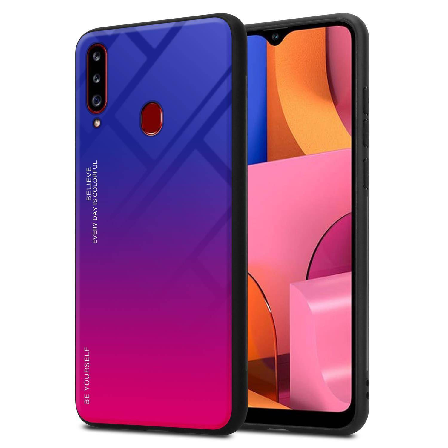 Cadorabo Hülle für Samsung Galaxy A20s Schutz Hülle in Schwarz Handyhülle TPU Etui Cover Case Tempered Glas