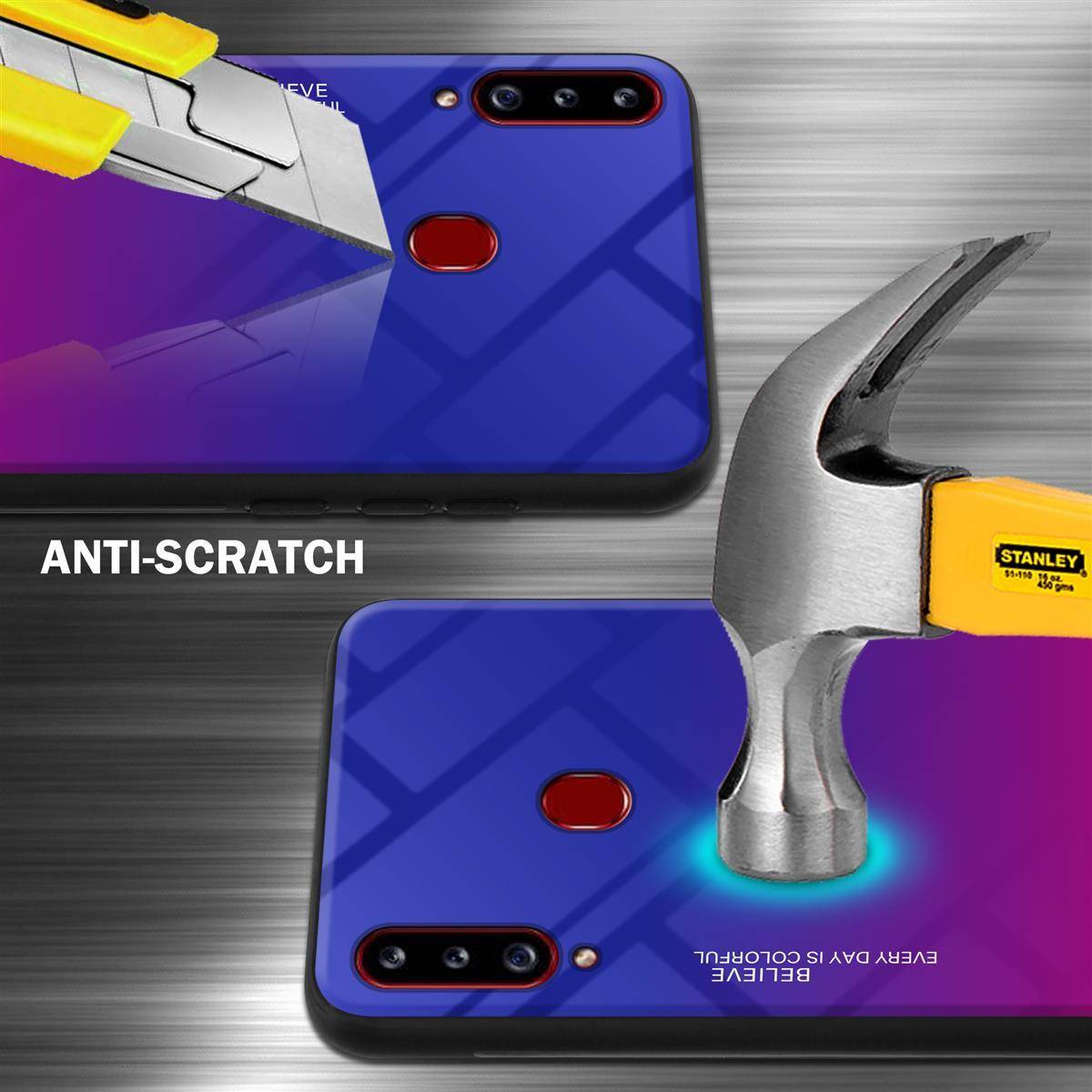 Cadorabo Hülle für Samsung Galaxy A20s Schutz Hülle in Schwarz Handyhülle TPU Etui Cover Case Tempered Glas