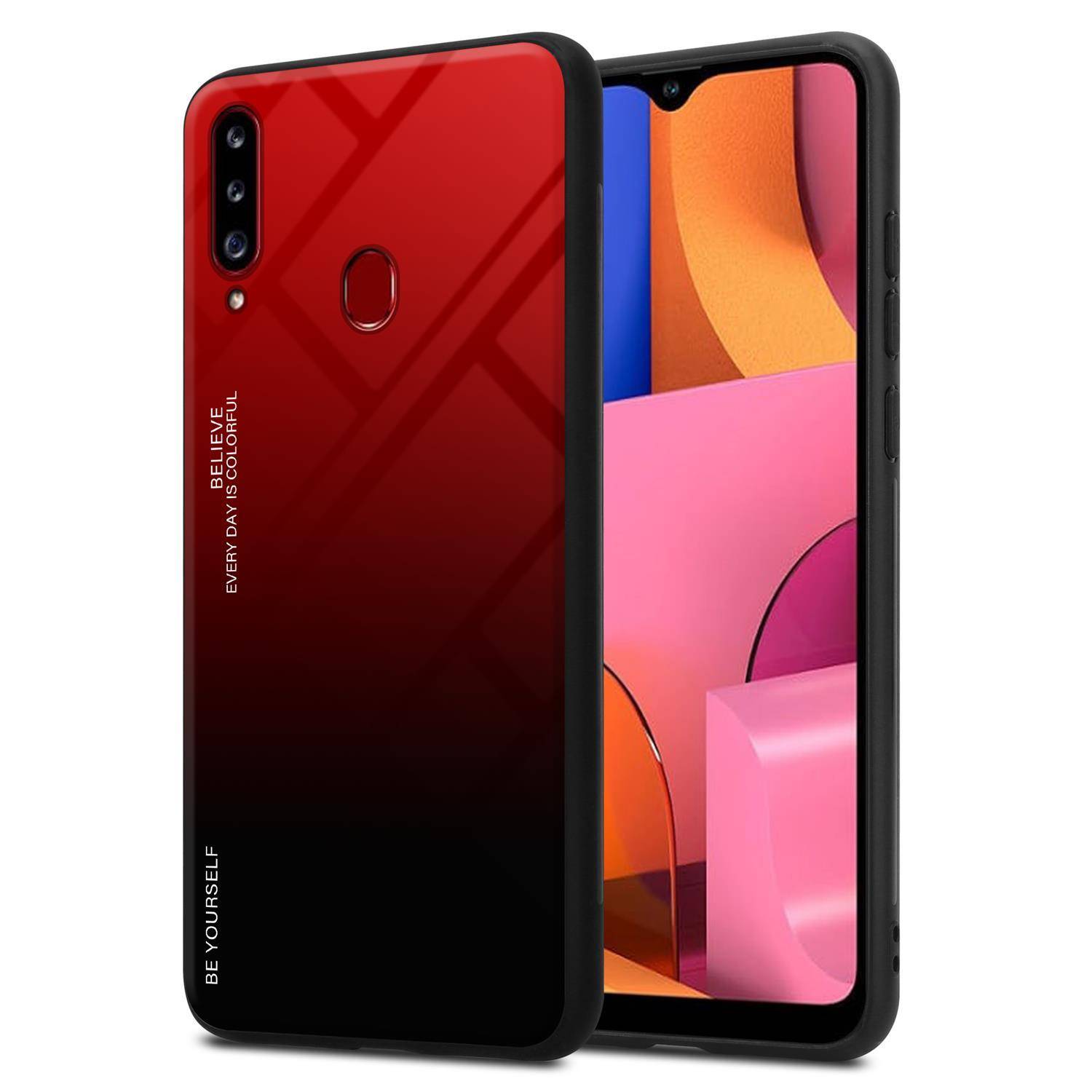 Cadorabo Hülle für Samsung Galaxy A20s Schutz Hülle in Schwarz Handyhülle TPU Etui Cover Case Tempered Glas