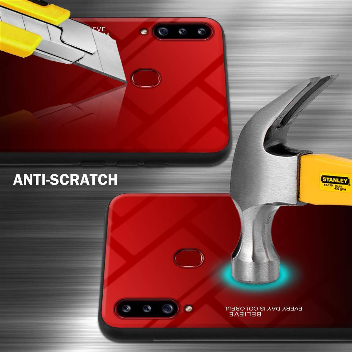 Cadorabo Hülle für Samsung Galaxy A20s Schutz Hülle in Schwarz Handyhülle TPU Etui Cover Case Tempered Glas