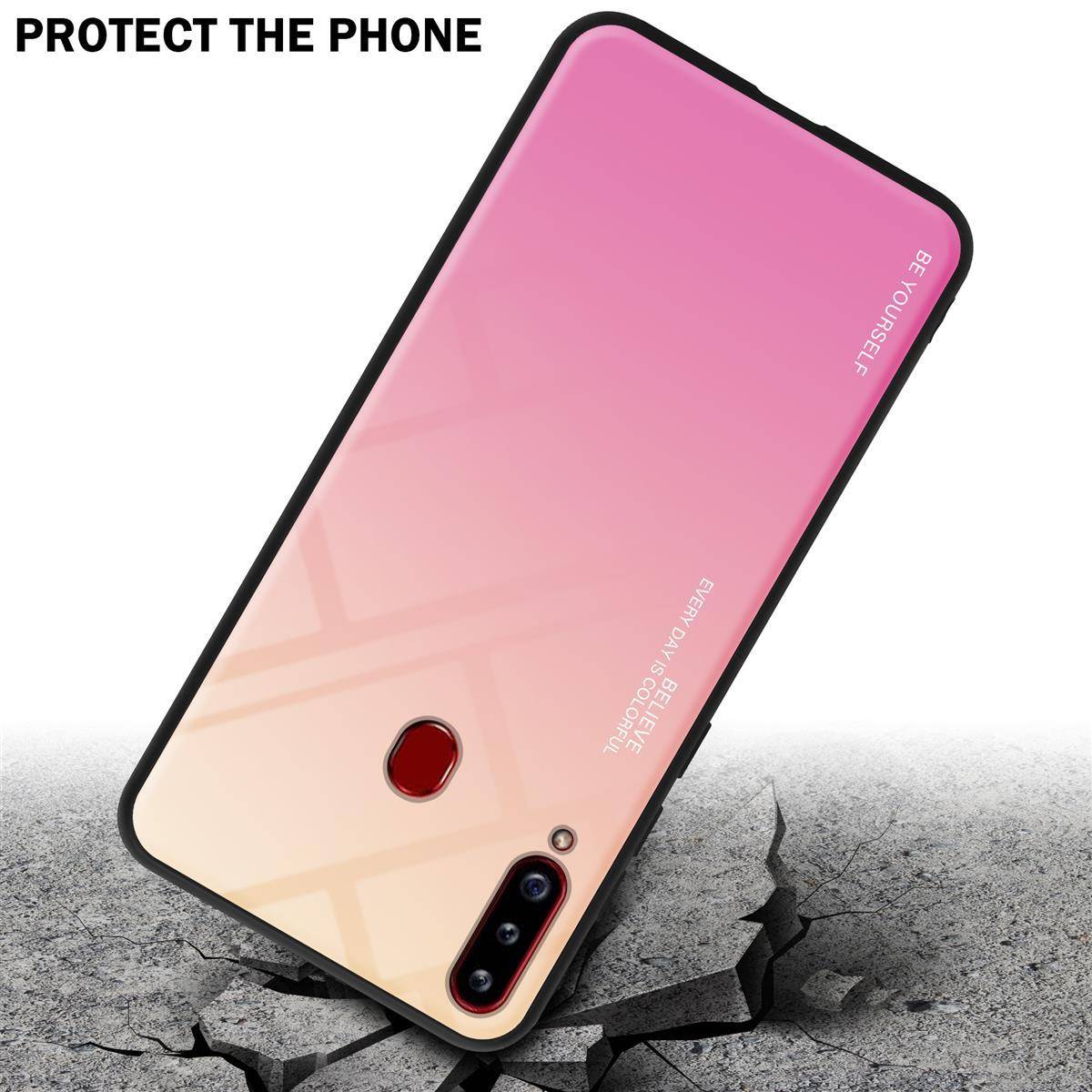 Cadorabo Hülle für Samsung Galaxy A20s Schutz Hülle in Schwarz Handyhülle TPU Etui Cover Case Tempered Glas