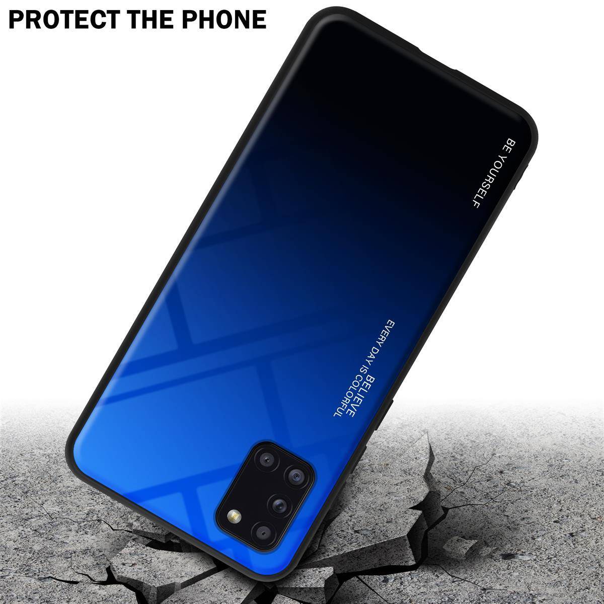 Cadorabo Hülle für Samsung Galaxy A31 Schutz Hülle in Schwarz Handyhülle TPU Etui Cover Case Tempered Glas