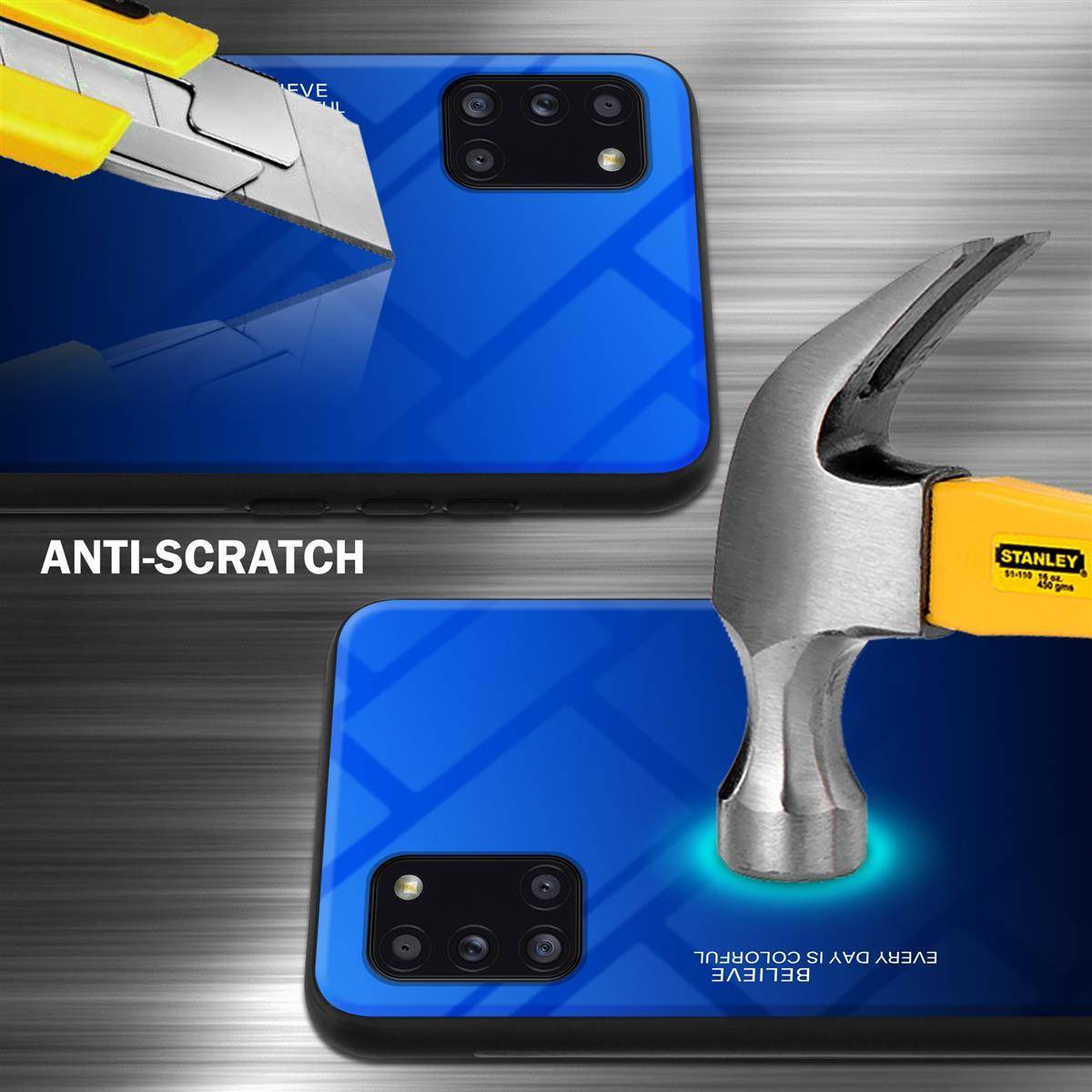 Cadorabo Hülle für Samsung Galaxy A31 Schutz Hülle in Schwarz Handyhülle TPU Etui Cover Case Tempered Glas