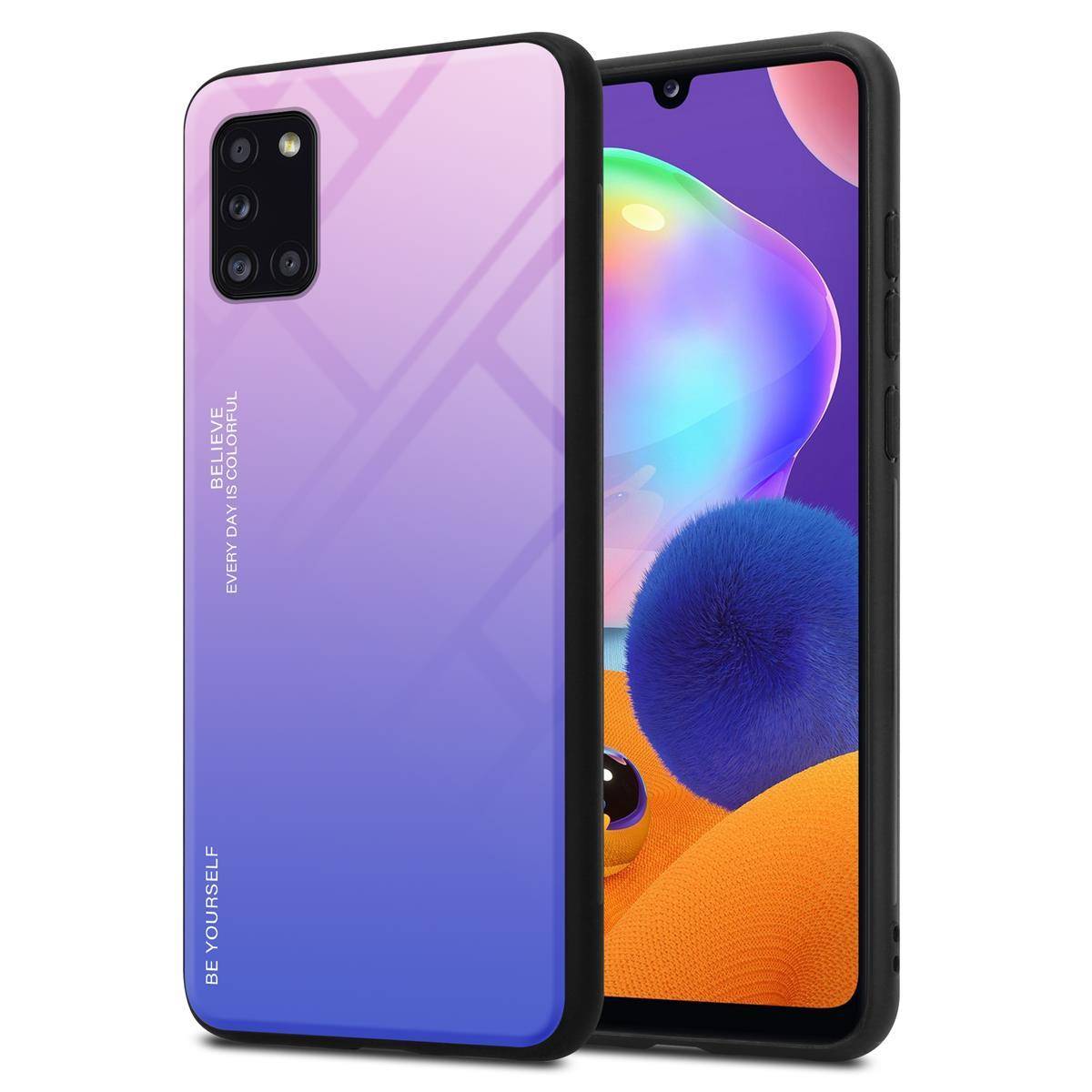 Cadorabo Hülle für Samsung Galaxy A31 Schutz Hülle in Schwarz Handyhülle TPU Etui Cover Case Tempered Glas