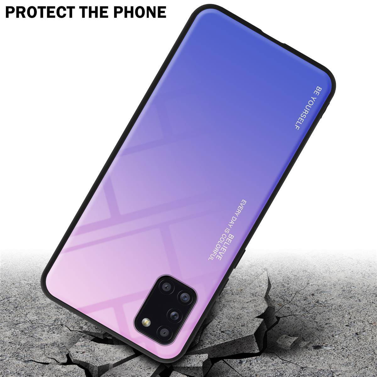 Cadorabo Hülle für Samsung Galaxy A31 Schutz Hülle in Schwarz Handyhülle TPU Etui Cover Case Tempered Glas