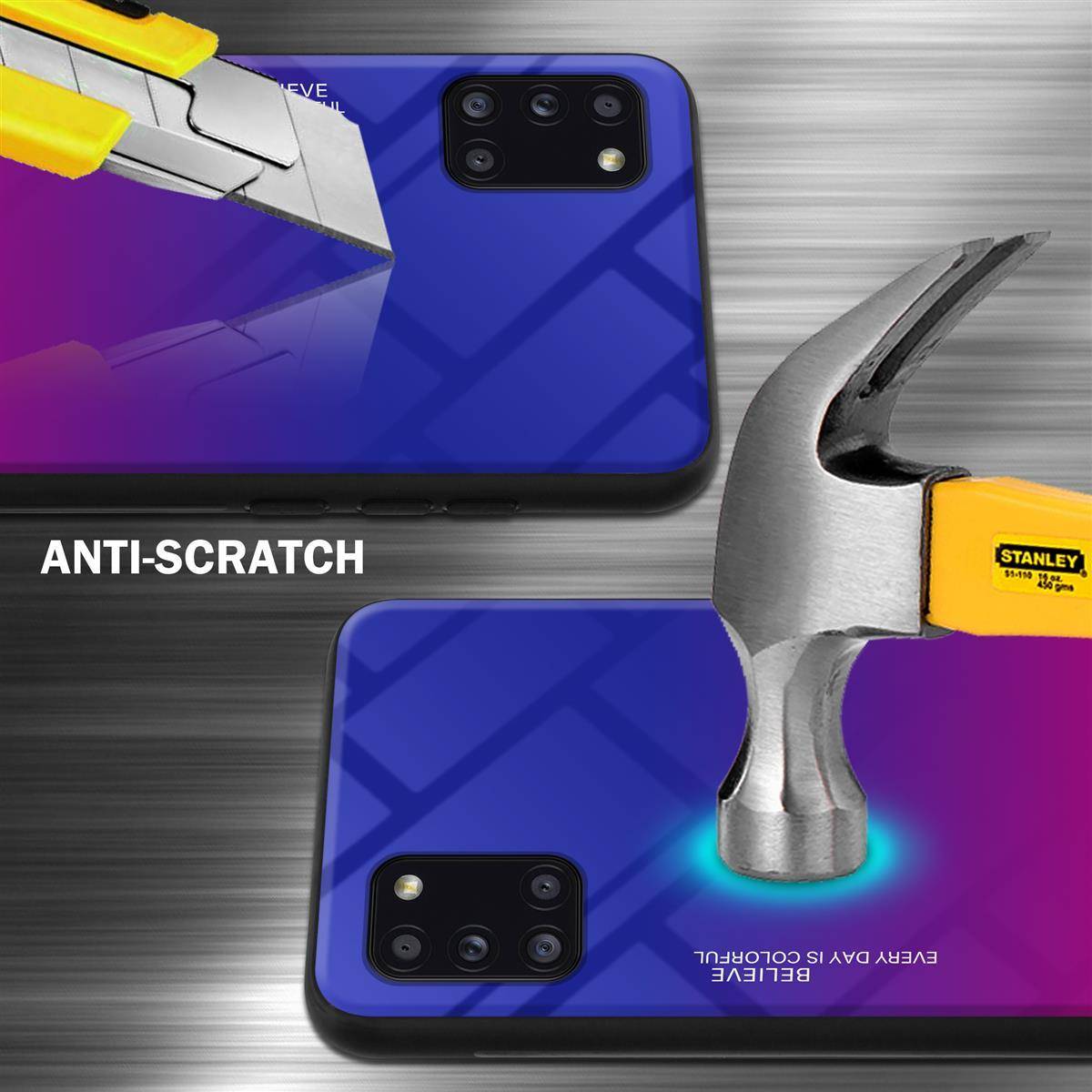 Cadorabo Hülle für Samsung Galaxy A31 Schutz Hülle in Schwarz Handyhülle TPU Etui Cover Case Tempered Glas