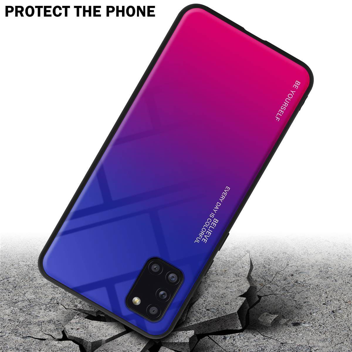 Cadorabo Hülle für Samsung Galaxy A31 Schutz Hülle in Schwarz Handyhülle TPU Etui Cover Case Tempered Glas