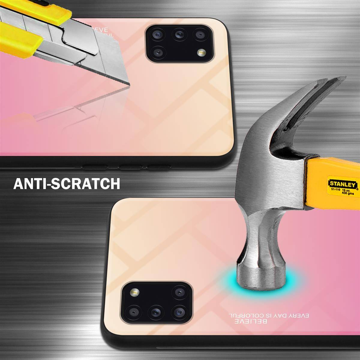 Cadorabo Hülle für Samsung Galaxy A31 Schutz Hülle in Schwarz Handyhülle TPU Etui Cover Case Tempered Glas