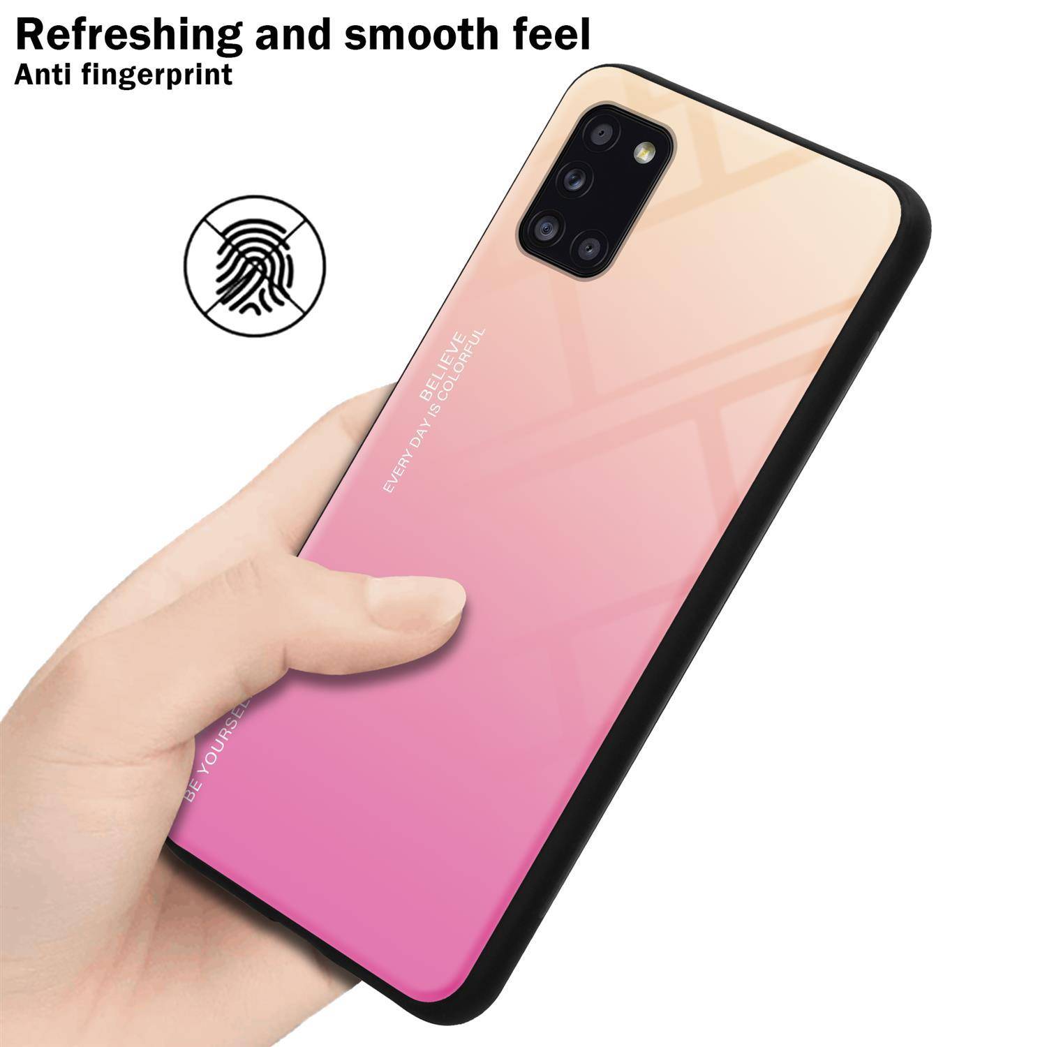 Cadorabo Hülle für Samsung Galaxy A31 Schutz Hülle in Schwarz Handyhülle TPU Etui Cover Case Tempered Glas