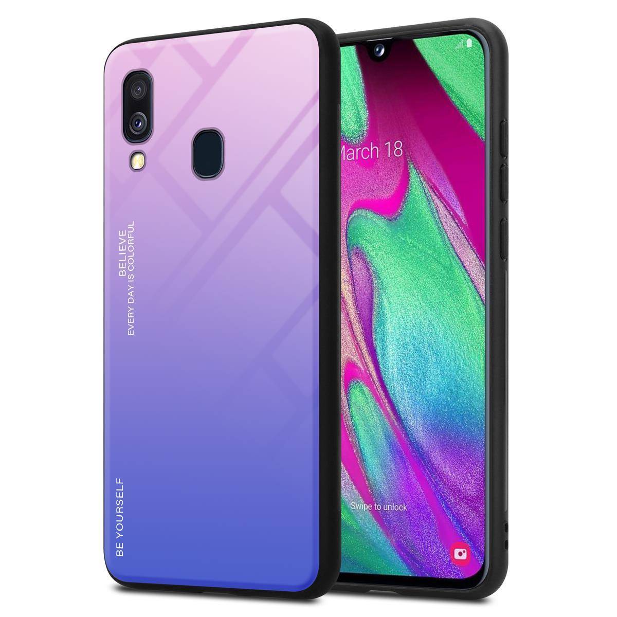 Cadorabo Hülle für Samsung Galaxy A40 Schutz Hülle in Schwarz Handyhülle TPU Etui Cover Case Tempered Glas