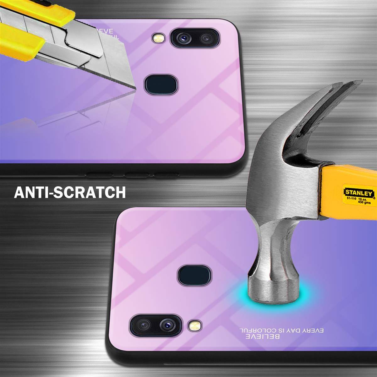Cadorabo Hülle für Samsung Galaxy A40 Schutz Hülle in Schwarz Handyhülle TPU Etui Cover Case Tempered Glas