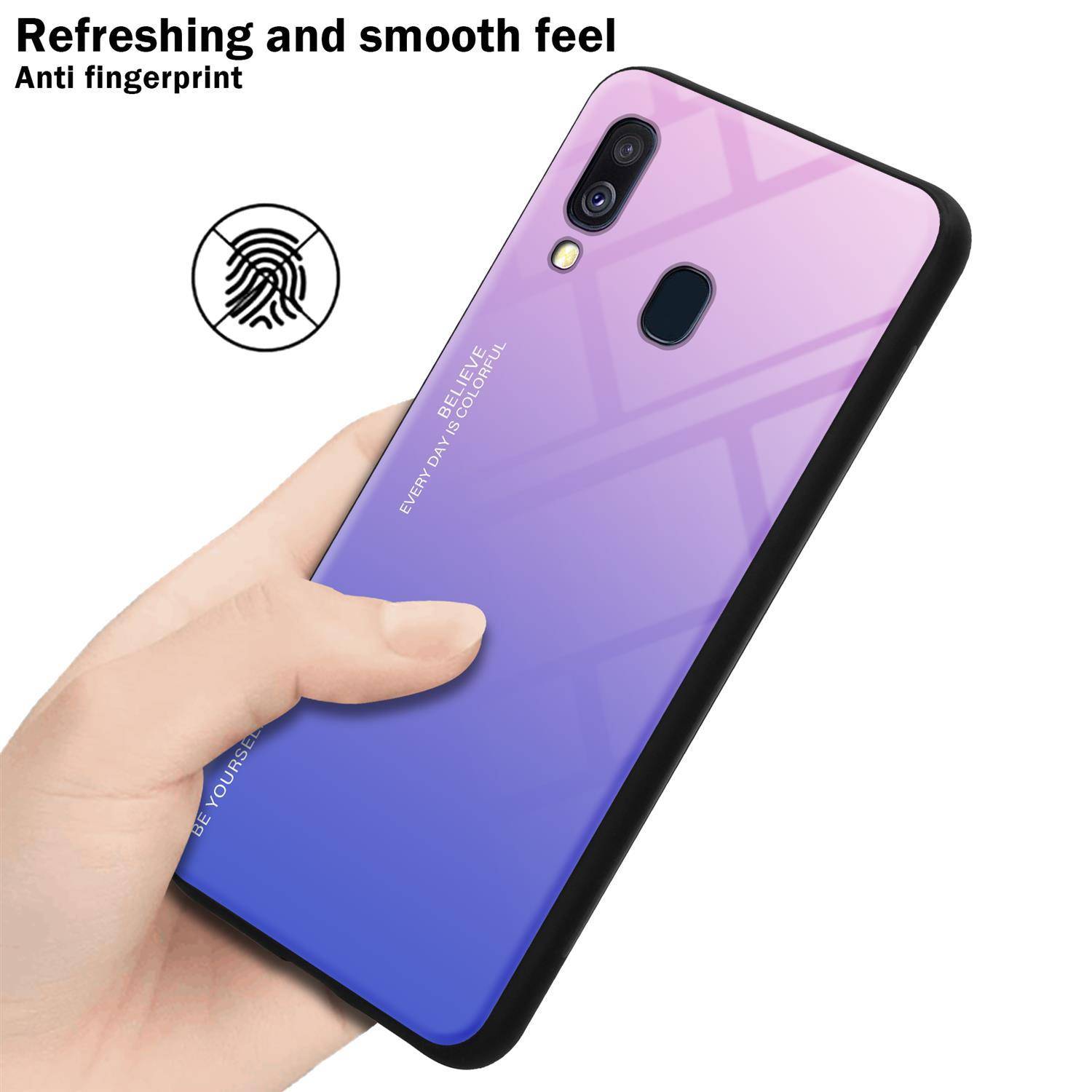 Cadorabo Hülle für Samsung Galaxy A40 Schutz Hülle in Schwarz Handyhülle TPU Etui Cover Case Tempered Glas