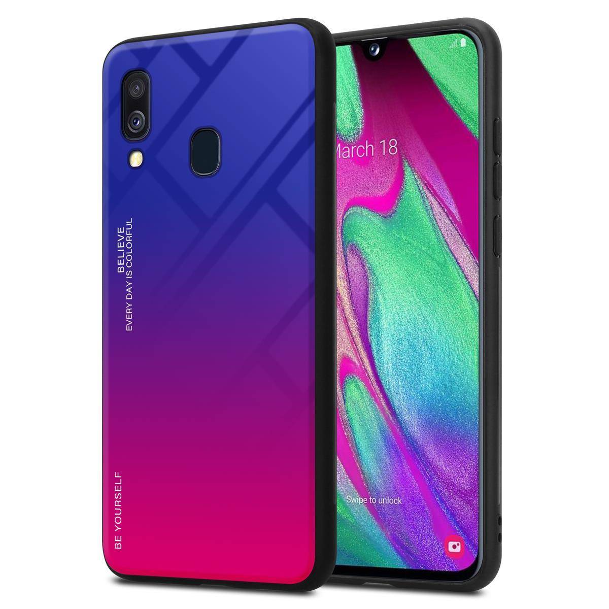 Cadorabo Hülle für Samsung Galaxy A40 Schutz Hülle in Schwarz Handyhülle TPU Etui Cover Case Tempered Glas