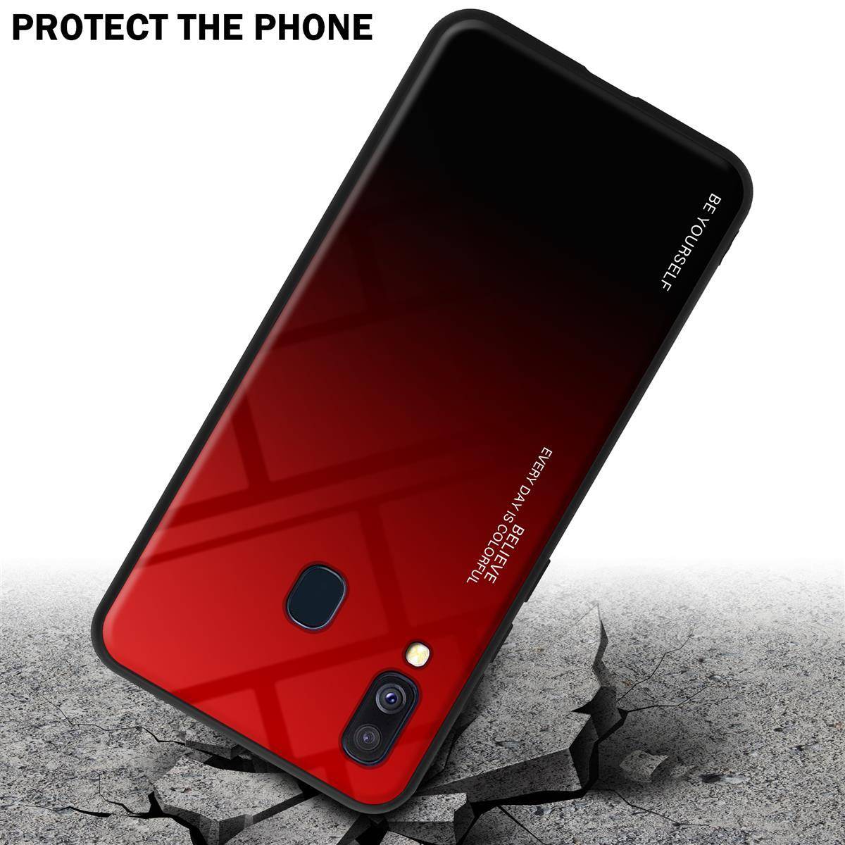 Cadorabo Hülle für Samsung Galaxy A40 Schutz Hülle in Schwarz Handyhülle TPU Etui Cover Case Tempered Glas