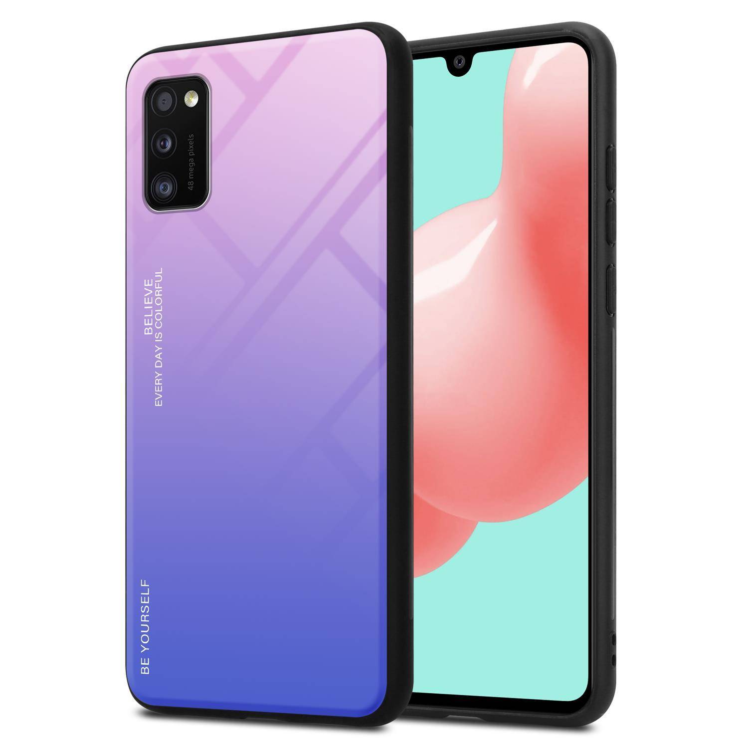 Cadorabo Hülle für Samsung Galaxy A41 Schutz Hülle in Schwarz Handyhülle TPU Etui Cover Case Tempered Glas