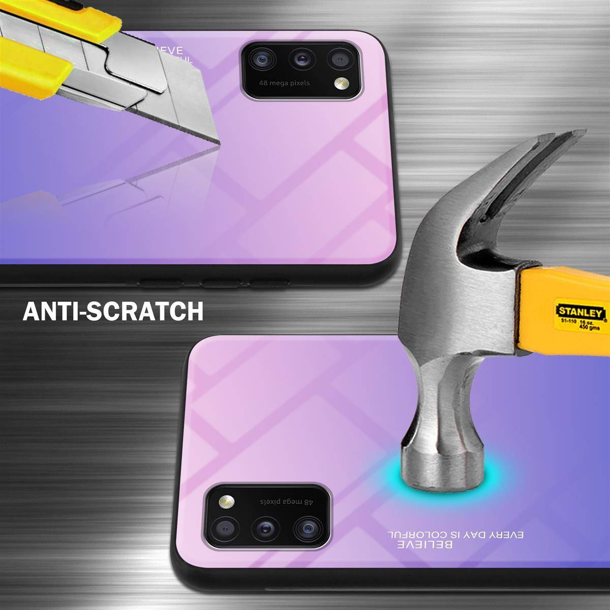 Cadorabo Hülle für Samsung Galaxy A41 Schutz Hülle in Schwarz Handyhülle TPU Etui Cover Case Tempered Glas