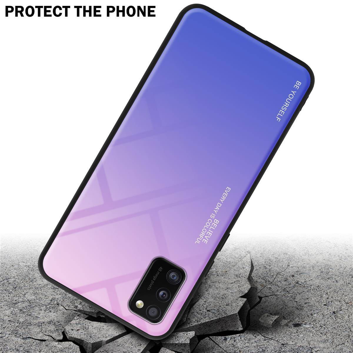 Cadorabo Hülle für Samsung Galaxy A41 Schutz Hülle in Schwarz Handyhülle TPU Etui Cover Case Tempered Glas