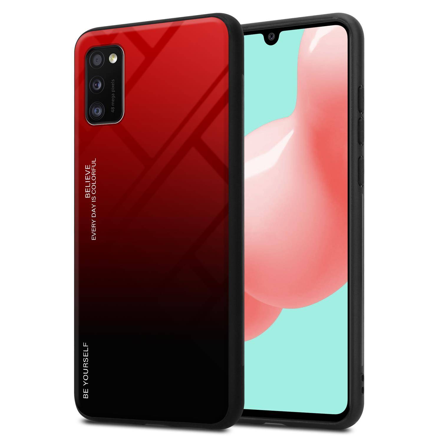 Cadorabo Hülle für Samsung Galaxy A41 Schutz Hülle in Schwarz Handyhülle TPU Etui Cover Case Tempered Glas