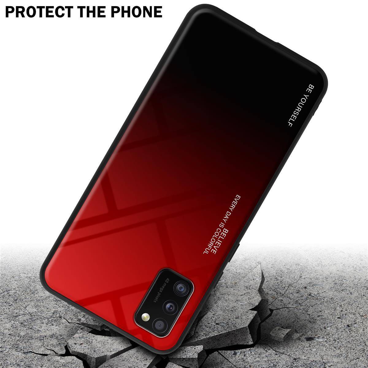 Cadorabo Hülle für Samsung Galaxy A41 Schutz Hülle in Schwarz Handyhülle TPU Etui Cover Case Tempered Glas